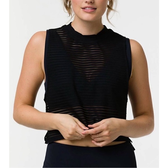 ONZIE Edge Cropped Sheer Tank in Black Women’s Size OS - Picture 1 of 8